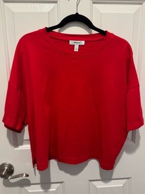 Spanx Red Short-Sleeve Cotton Boxy Tee Size 1X